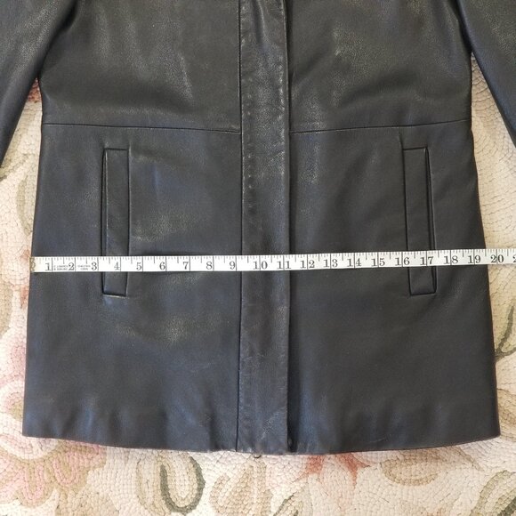 Gap Black Leather Jacket w/ Reversible Zipper and Quilted Lining - Picture 12 of 16